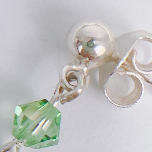 VTG Artisan Sterling Silver Swarovski Colorful Crystal Dangle Earrings Handmade - Picture 7 of 13